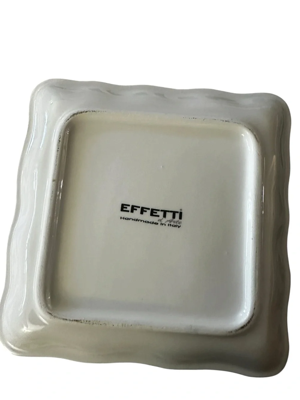 Effetti Ceramic Wine Bottle & Glass Square Serving Dishes - White